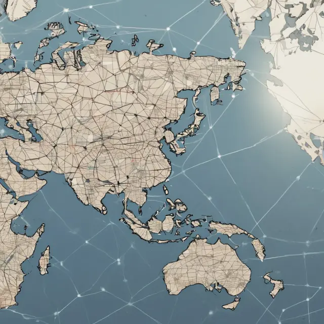 An intricately linked globe representing various countries collaborating in global value chains, emphasizing the importance of specialization