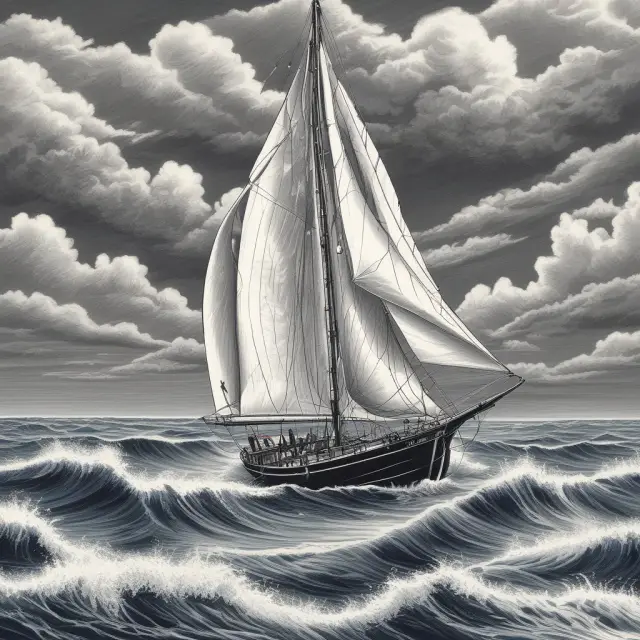 A sailboat navigating through interconnected economic waters, illustrating the impact of spillover effects on investment opportunities