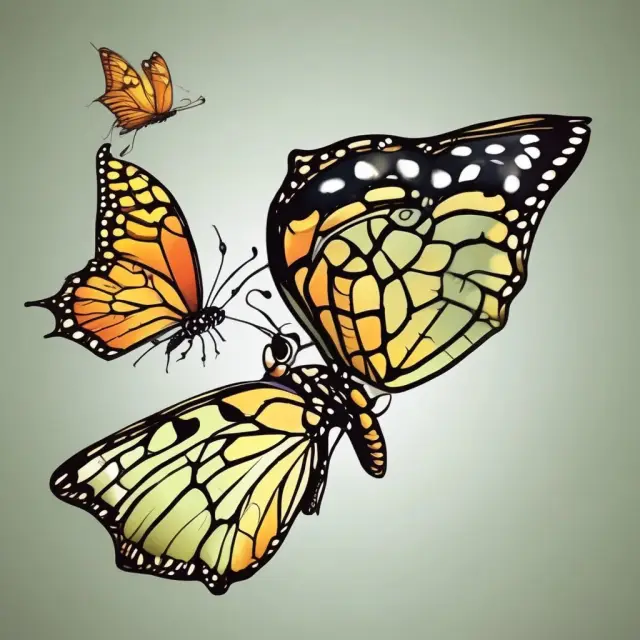 A corporate parent releasing new entities as beautiful butterflies from a chrysalis, symbolizing spinoff transformations