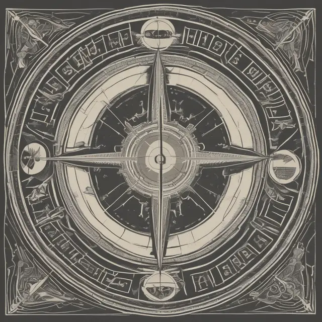 A rotating compass made up of four arrows, each labeled
