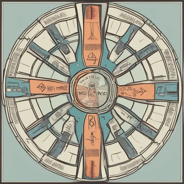 A spinning labor market wheel connecting employees and two companies during a spinoff