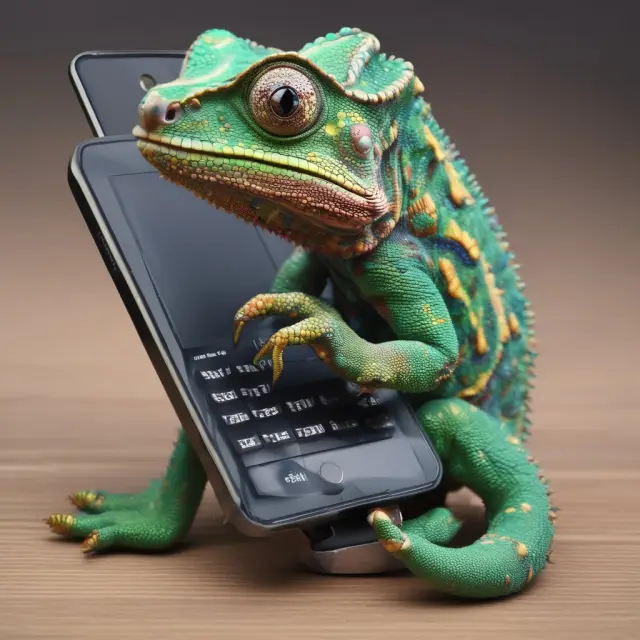 Chameleon phone disguise, representing the deceptive nature of caller ID spoofing