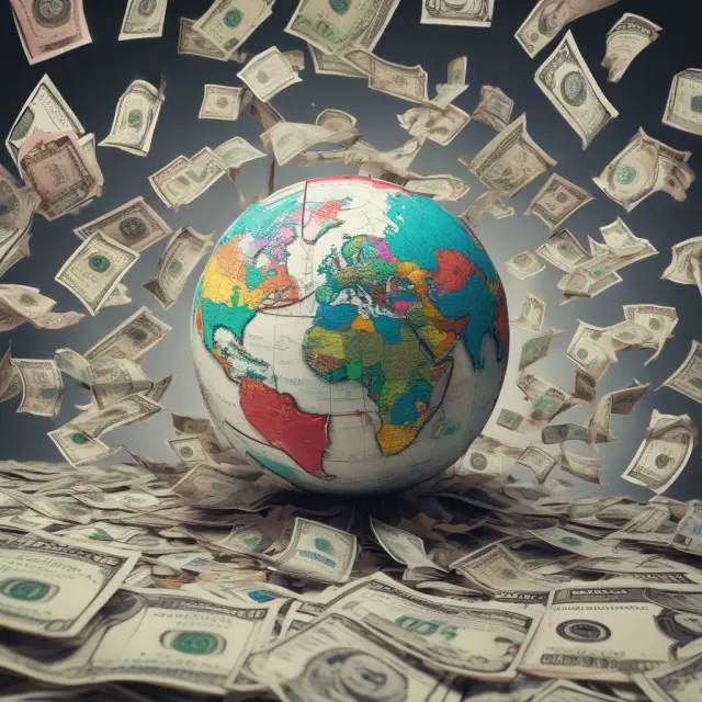 Global currencies symbolically collide to form intricate exchange rate patterns