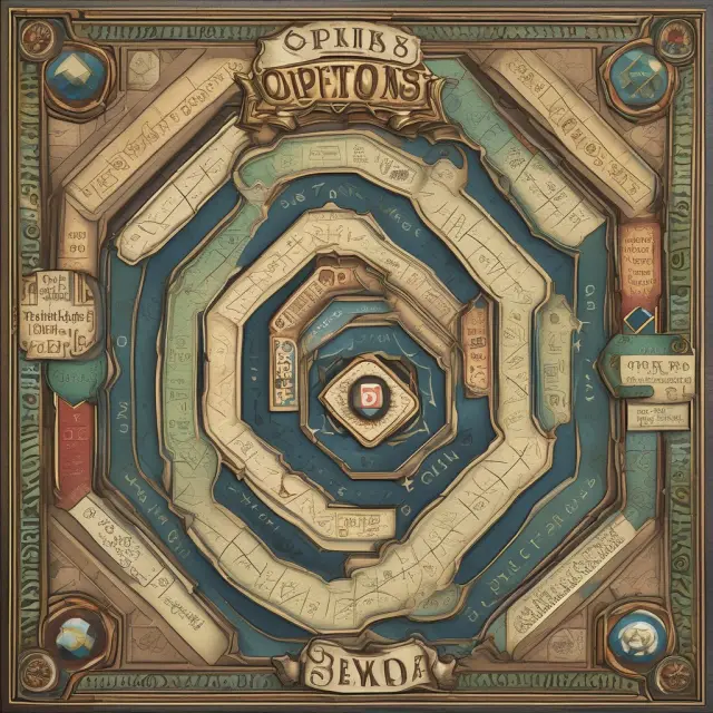 An image of a board game depicting various options spread strategies, including call and put spreads, long butterfly, calendar spreads, and box spreads.