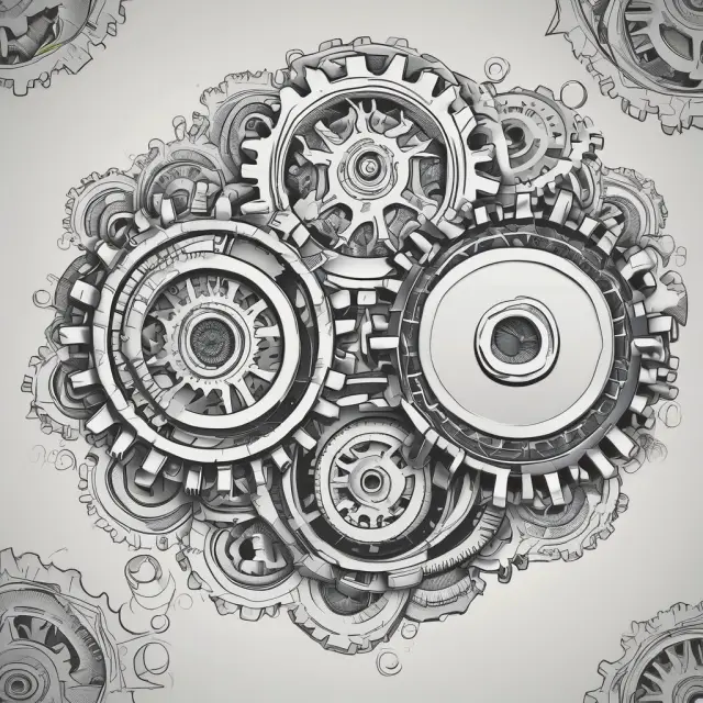 Two gears with distinct cogs interacting, illustrating financial spread concepts: yield curves, yield spreads, options spreads, and bid-ask spreads
