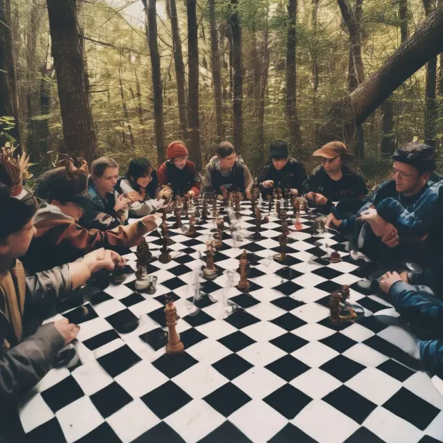 SROs creating rules through internal consensus and external agreements, illustrated by a game of chess.