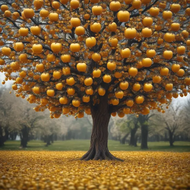 Tree bearing gold apples symbolizing various Social Security programs. Umbrella signifies the Social Security Administration overseeing benefits.