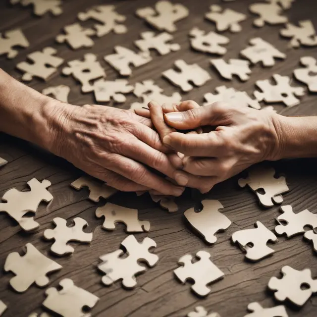 Golden hands constructing a Social Security puzzle, symbolizing OASI (retirement benefits) and DI (disability benefits) trust funds