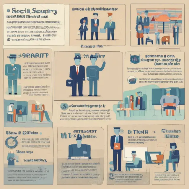 A vibrant mosaic depicting various mythical creatures representing common misconceptions about the Social Security Administration, being debunked by knowledgeable figures.