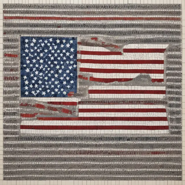 An American flag mosaic with area, group, and serial number puzzle pieces illustrating their roles in a Social Security number.