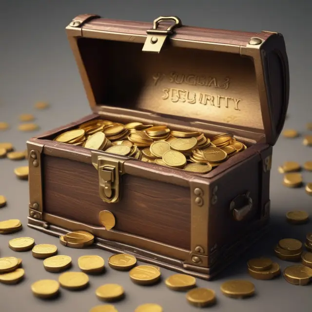 Golden chest safeguarding Social Security numbers as valuable treasures