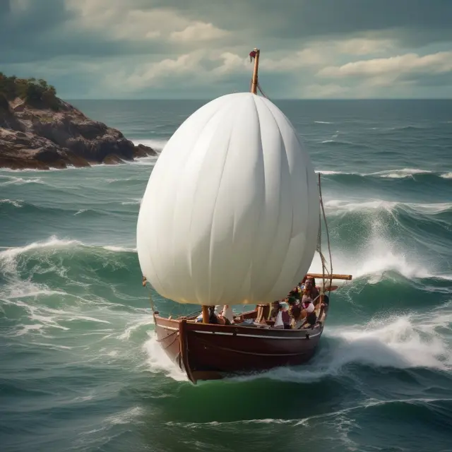 A golden retirement nest egg navigating economic waves, with a shield labeled 