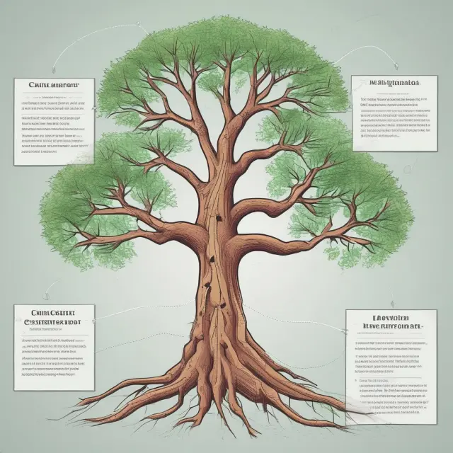 Three intertwined branches representing communication, collaboration, and engagement in stakeholder management. A strong tree symbolizes healthy relationships and organizational growth.