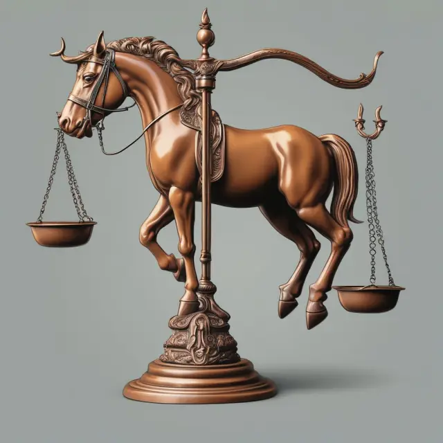 A person weighs pros and cons on a balance while surrounded by piles of financial reports and assets.