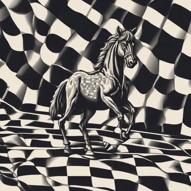 Stalking horse bid figure influencing stock prices on a chessboard, representing investor reactions and market sentiment