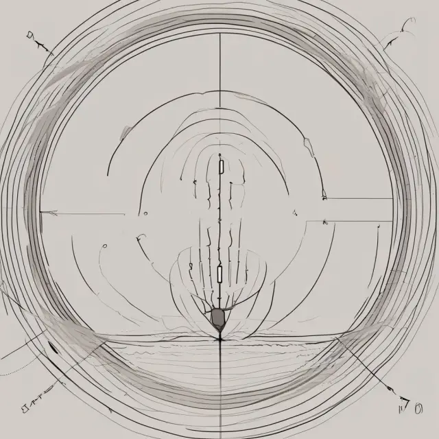 A pendulum swinging between uncertainty circles, symbolizing standard deviation and standard error in statistical analysis