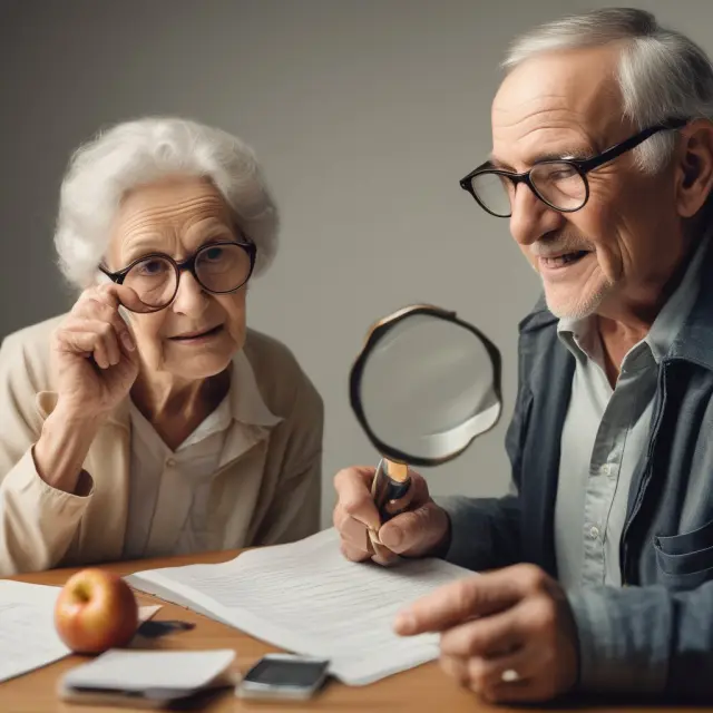 A senior citizen examining enlarged standard deductions while a blind individual looks on, representing additional savings for senior citizens and blind individuals