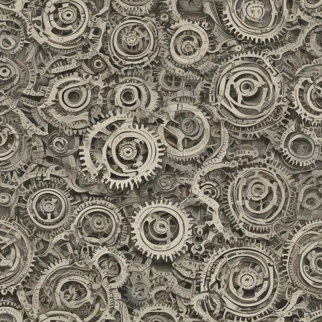 Gears representing standardized processes interconnecting finance and industries