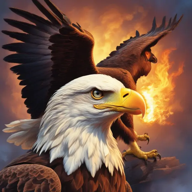 An eagle handing off a torch to its young ones, signifying the transfer of legal precedents from higher to lower courts