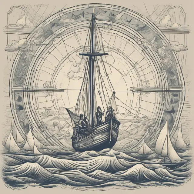 An entrepreneur sailing on a sea of possibilities, utilizing a solid business plan as a compass and various loan options as oars to navigate the journey.