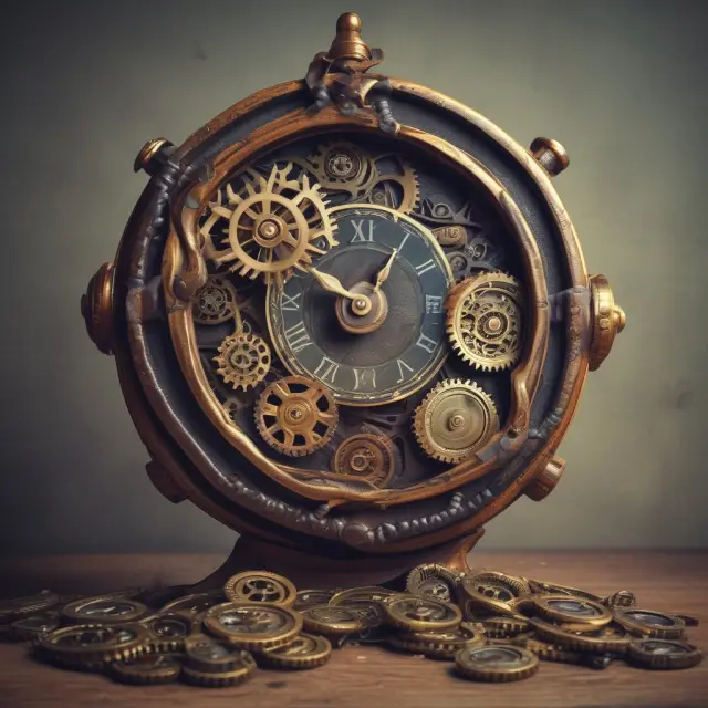 An old clock illustrating debt piling up, with its gears turning slower as the statute of limitations passes.