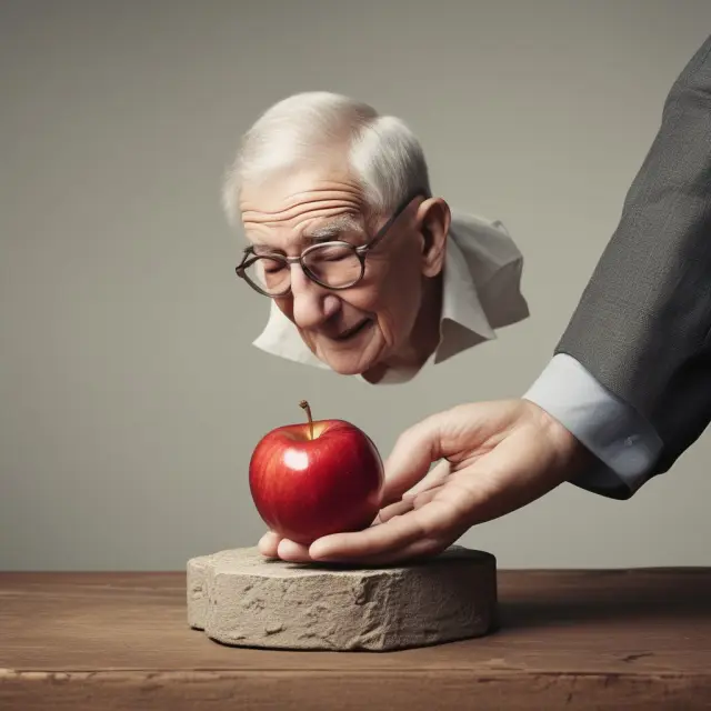 A hand passing an apple to the next generation, signifying the impact of step-up in basis on reducing capital gains taxes upon inheritance
