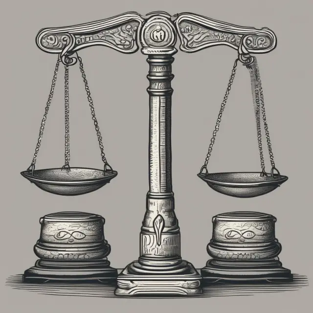 Double-headed tax collector holding scales balances an inherited fortune