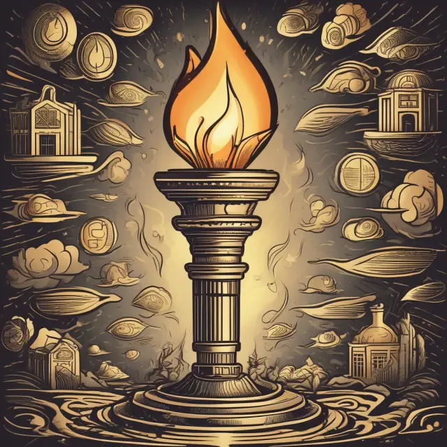 A golden torch passing a flame between generations, symbolizing wealth transfer and tax planning strategies utilizing the step-up in basis provision