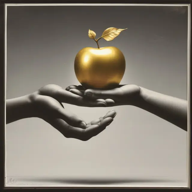 A golden apple is passed between hands, representing charitable donations, tax savings, and the step-up in basis provision.