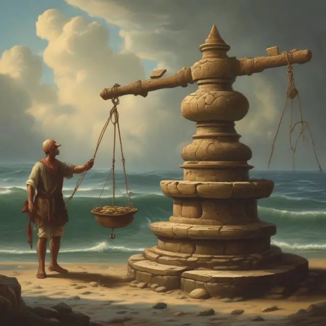 A balance with sticky wages on one side and employment on the other, illustrating their relationship during economic changes