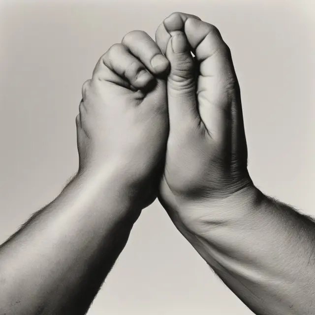 Two intertwined hands symbolize wages stubbornly resisting change amidst economic fluctuations