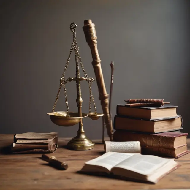 Golden ladder next to a balanced scale and an open book signifying Labor Department guidelines for stipends