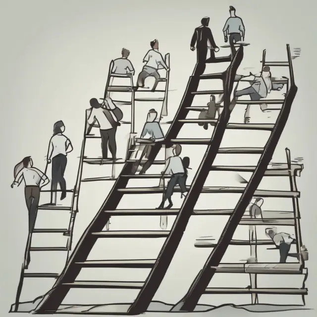 Interns ascending a ladder, each rung representing a stipend for career progression
