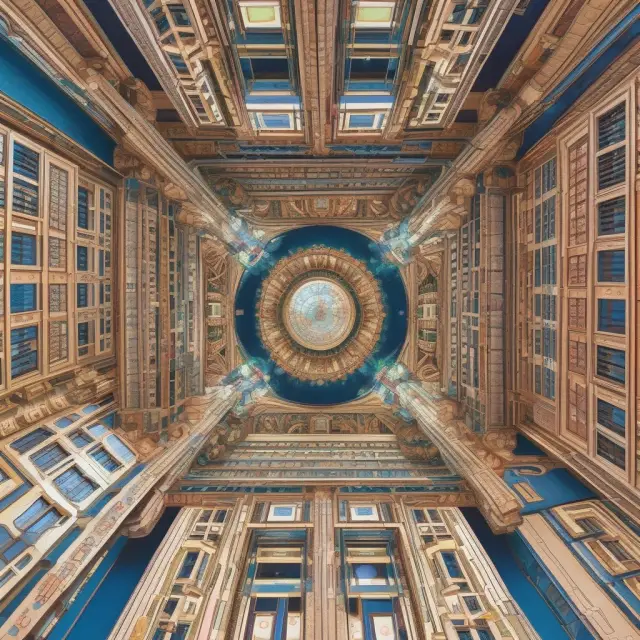 A kaleidoscope generating various financial landscapes through Monte Carlo simulations, illustrating the ability to assess potential outcomes under uncertain conditions