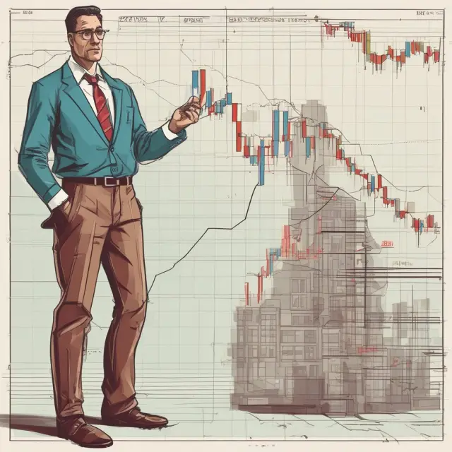 Balanced scale with fundamental analysis represented by weights and technical analysis depicted as gears, symbolizing the interplay between in-depth financial insight and price trend identification