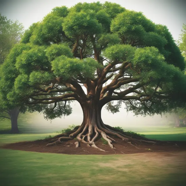 An image of a flourishing garden with various trees symbolizing different sectors, each bearing the fruits of diversification, cost savings, tax efficiency, and liquidity.
