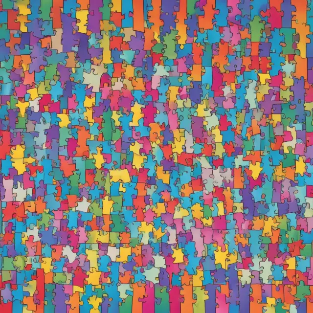 Investors explore a vibrant marketplace where ETFs are symbolized as colorful puzzle pieces representing various industries and asset classes