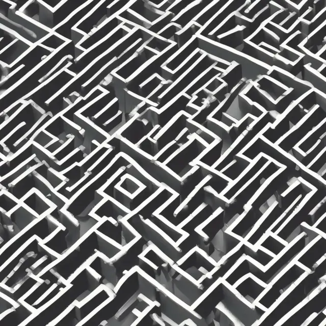 An intricate maze filled with interconnected Stock Keeping Units, representing streamlined inventory management and enhanced shopping experiences.