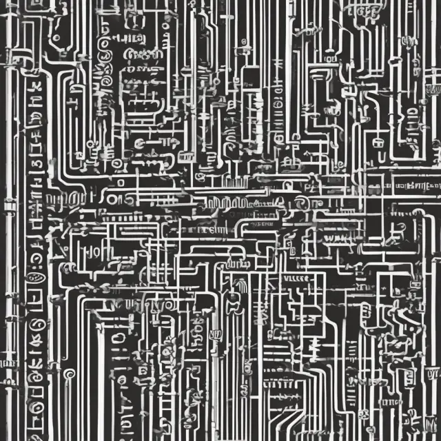 A barcode maze symbolizing the relationship between universal product codes (UPCs) and stock keeping units (SKUs), with interconnected SKU cogs representing inventory management.
