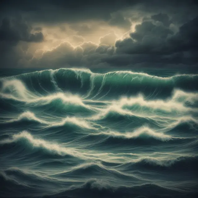 Stock market crash visualized as a stormy sea, reflecting investor panic, economic conditions, and high-frequency trading