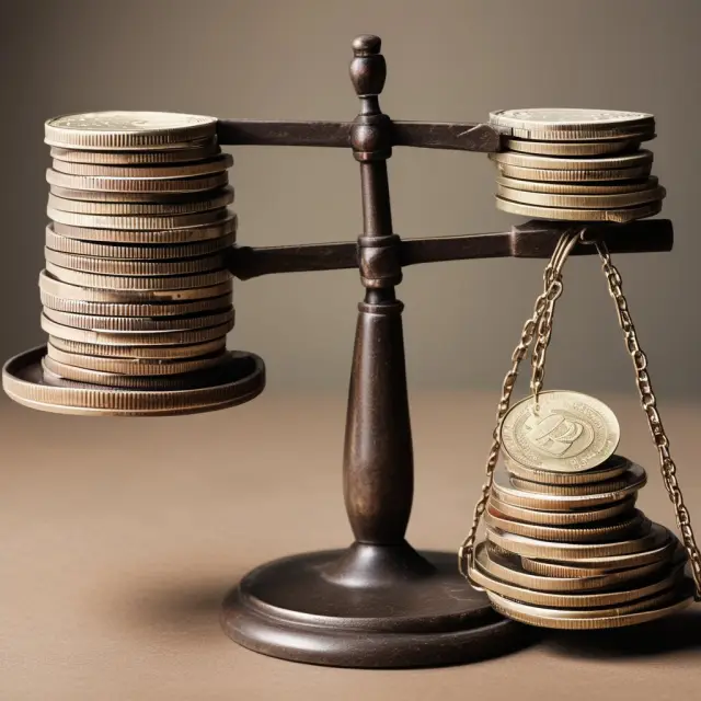 Visualizing common stock (voting power) and preferred stock (dividend priority) as two stacks of coins on a balance scale