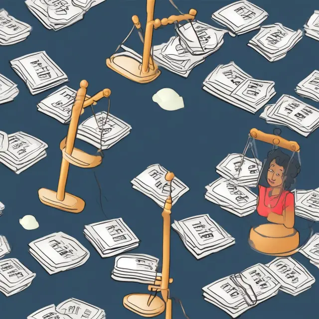 Two scales balanced on top of a stack of financial reports: one side holds stock compensation elements, while the other weighs tax implications.
