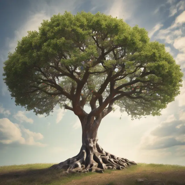 A lush tree representing stock compensation with branches labeled 