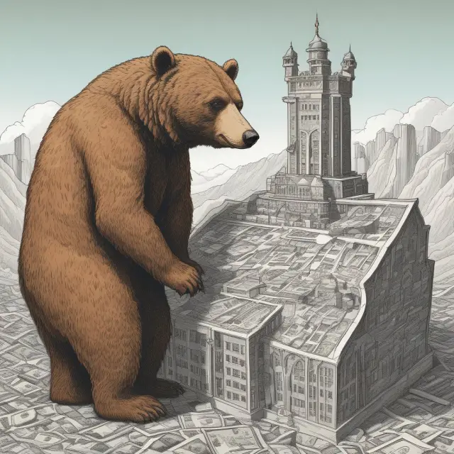 A large, protective bear represents treasury shares guarding a financial fortress while a swift falcon symbolizes share buybacks increasing Equity and EPS