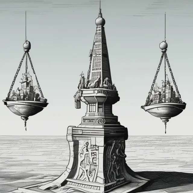 Two scales representing share capital and retained earnings, symbolizing an investor
