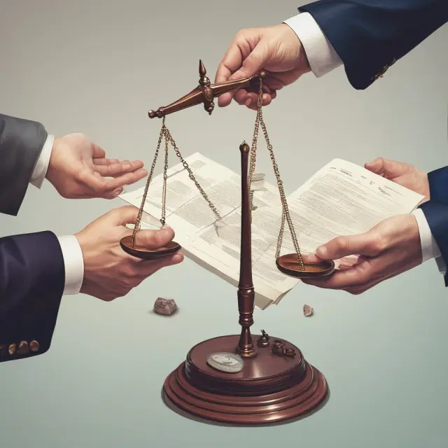 Call and put contracts on a scale held by two hands representing investment choices