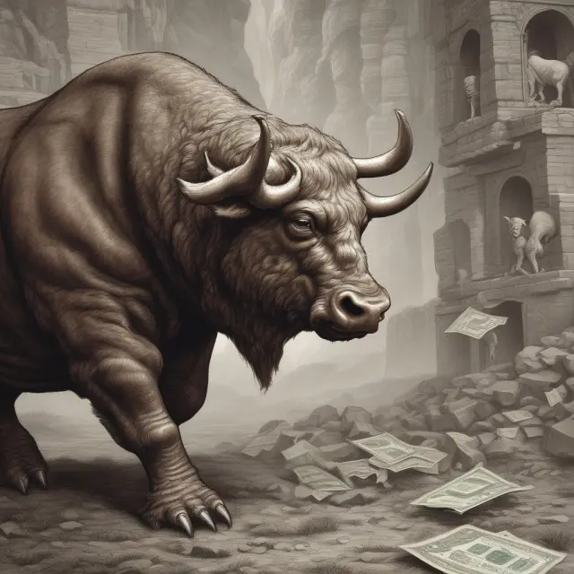 Bulls and bears representing institutional investors strategize, creating call and put options on a dynamic financial landscape