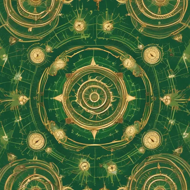A vibrant kaleidoscope depicting an interplay of a golden stock price, green interest rates, striking strike prices, and time
