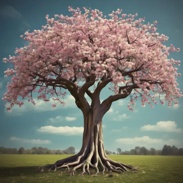 Tree blooming with numerous branches, symbolizing a stock split resulting in more accessible shares