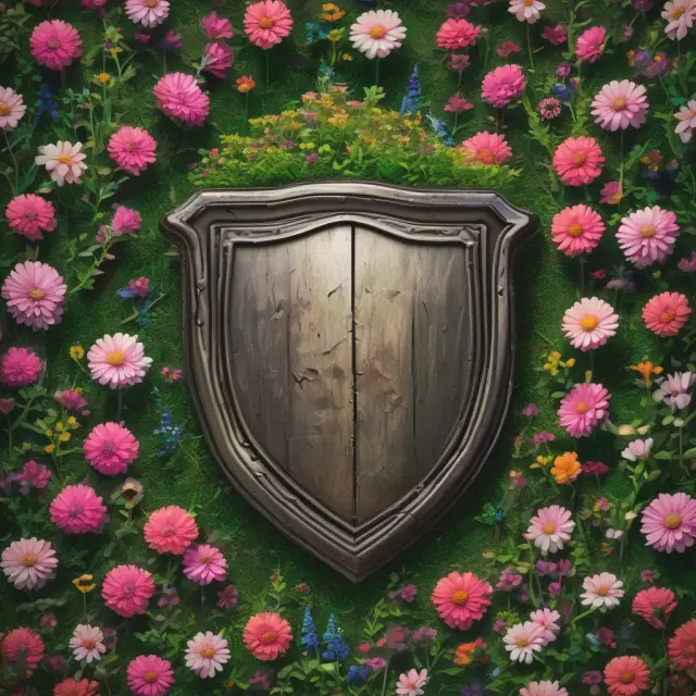 Shield of stop loss orders protecting blooming investment garden with disciplined growth
